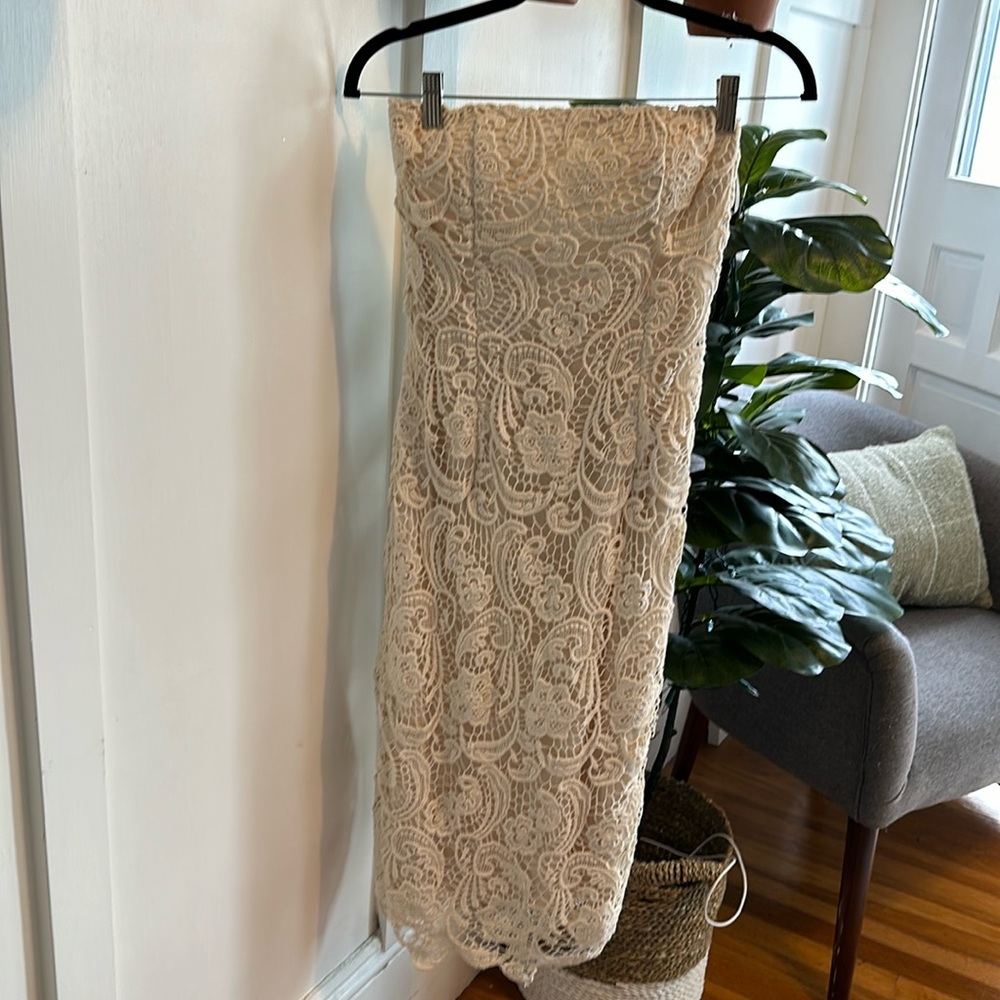 Lulus white lace strapless dress